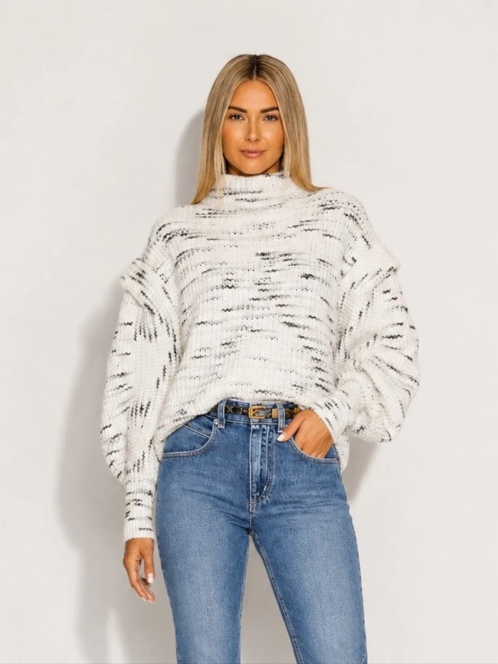 Varley || Belgrave Knit sweater PUFF SLEEVES WOMEN'S MEDIUM M